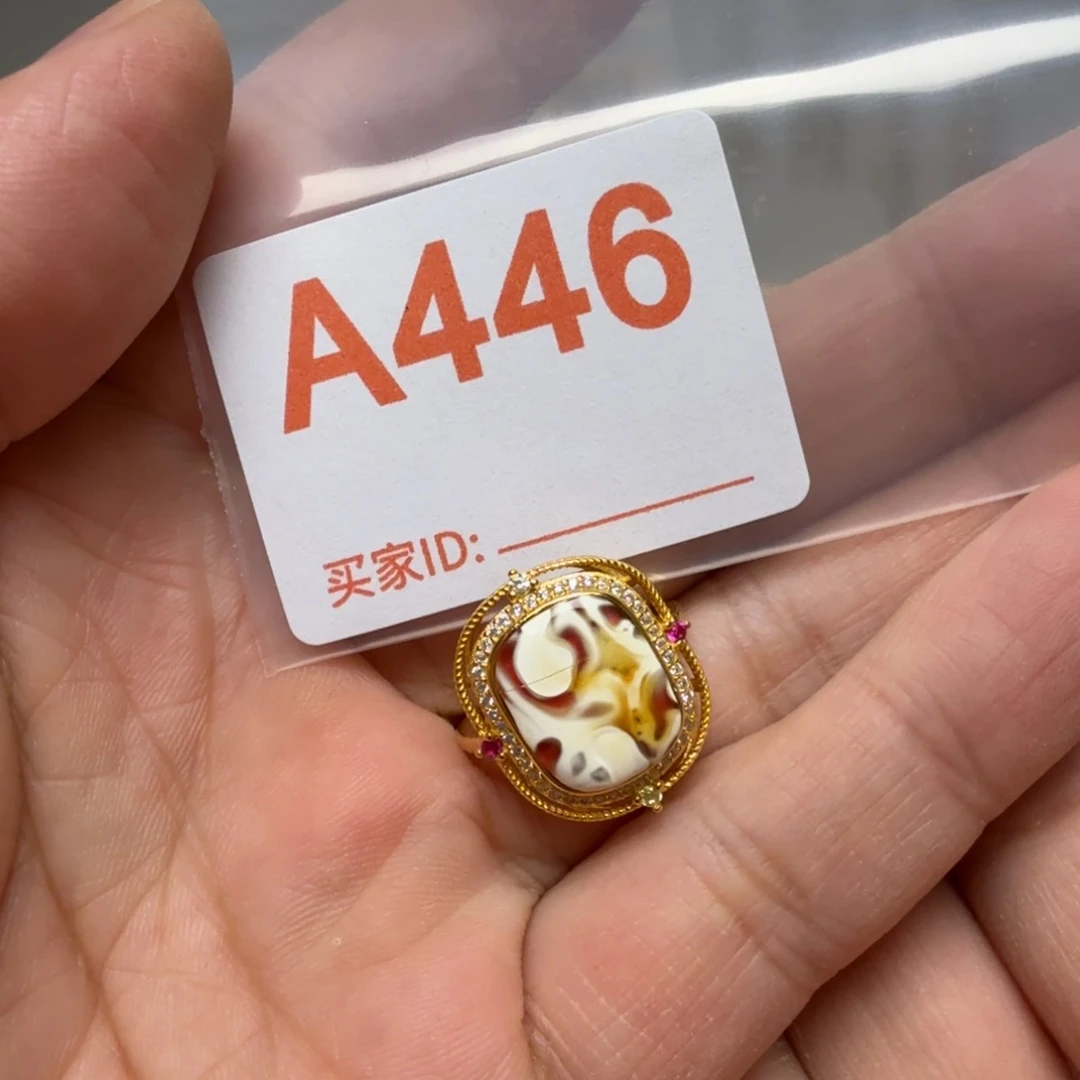 琥珀银S925镶嵌戒指琥珀蜜蜡戒指戒圈