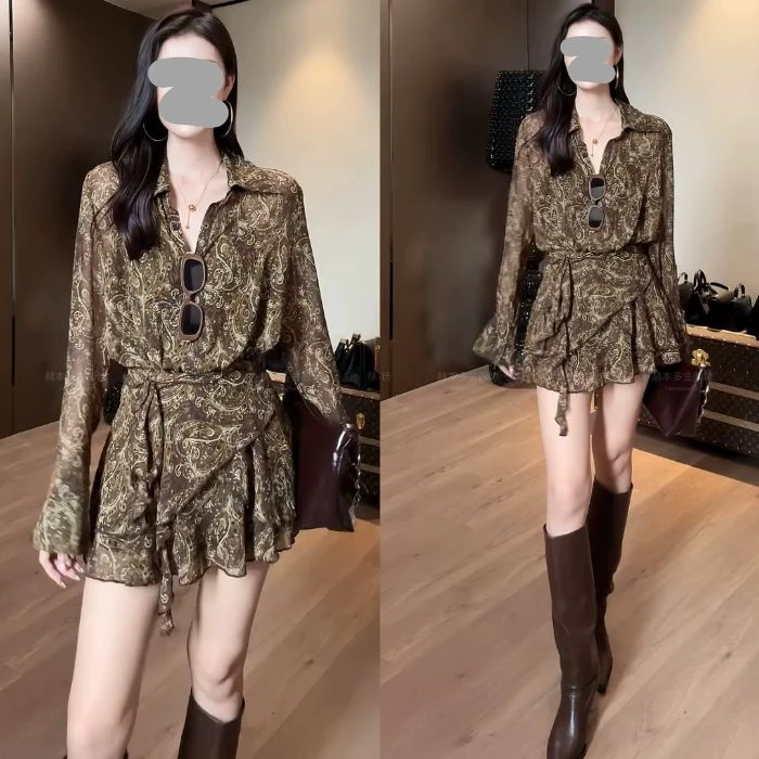 2025早秋新款性感风松弛感修身气质高腰通勤百搭舒适时尚连衣裙女