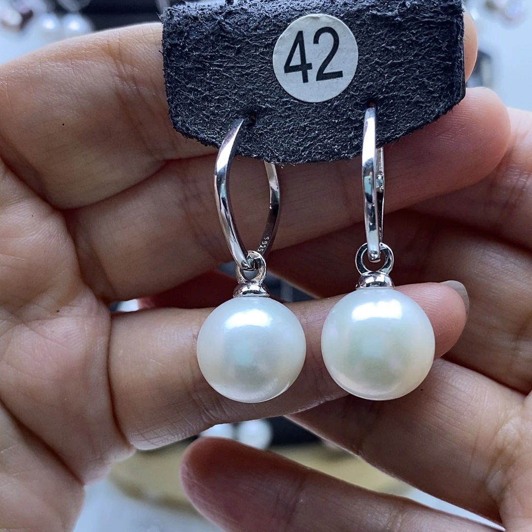 银S925镶嵌淡水珍珠耳饰