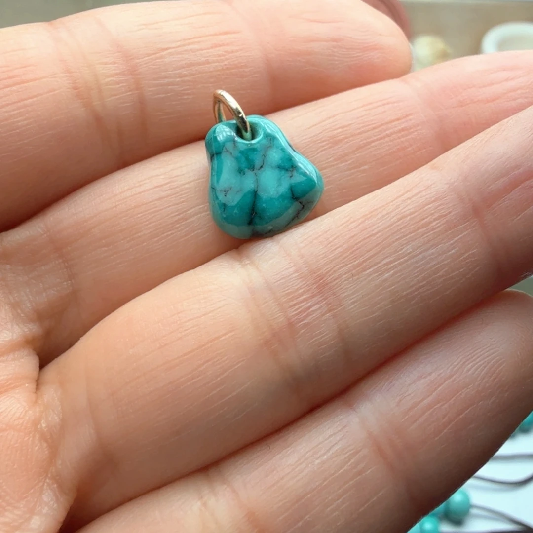 绿松石18K金镶嵌吊坠(不含链)