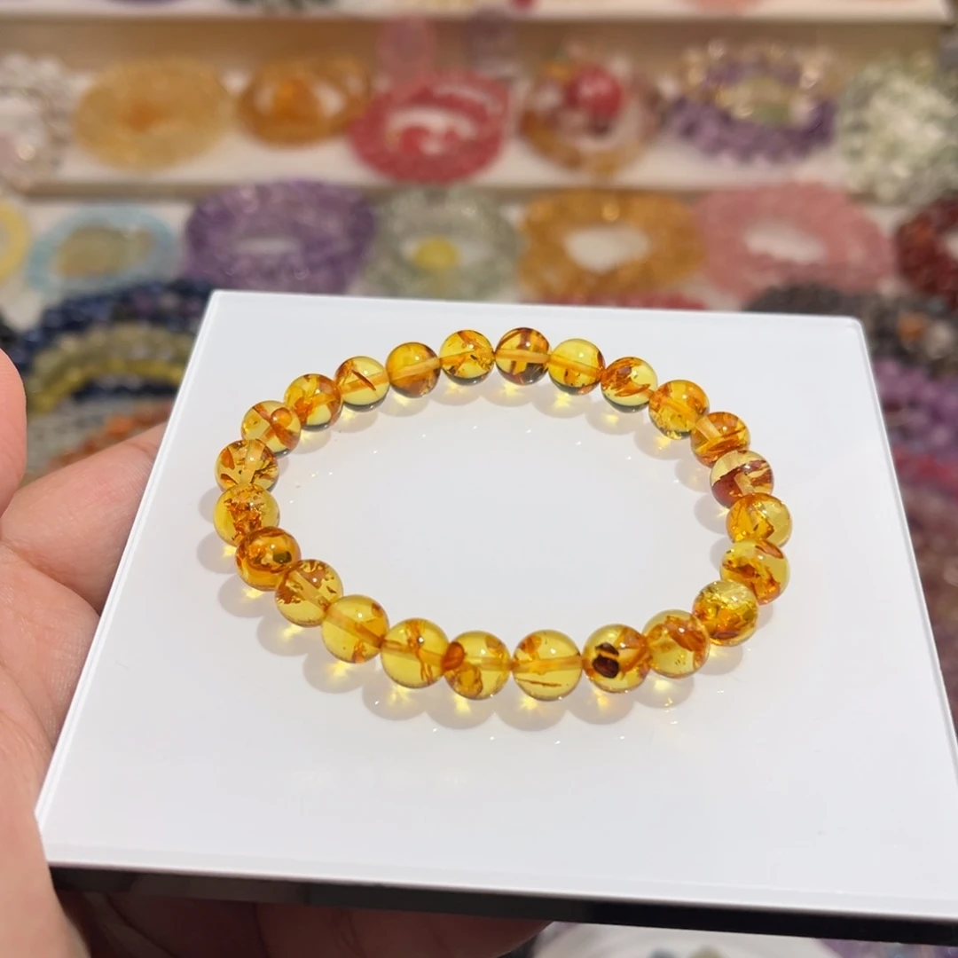手链水晶未镶嵌8m花珀单圈