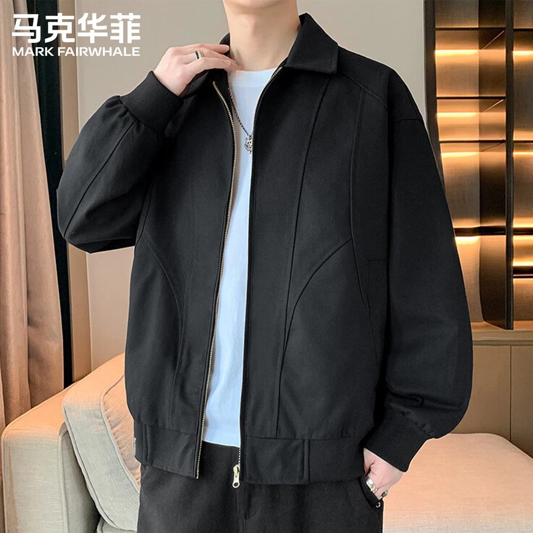 马克华菲美式底特律工装夹克春秋宽松休闲衣服潮流翻领高级外套男