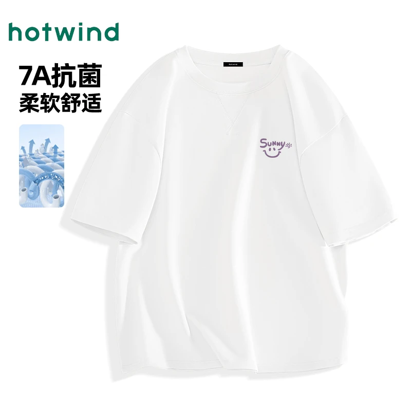 Hotwind/热风短袖男t恤夏季韩版潮流笑脸半袖青少年百搭抗菌体恤