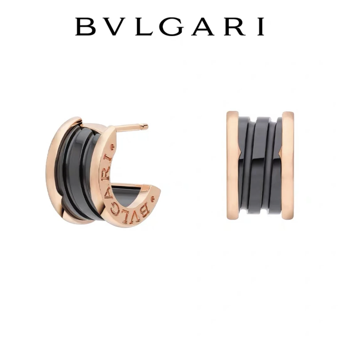 99新 BVLGARI/宝格丽 黑陶瓷耳环/公价27100