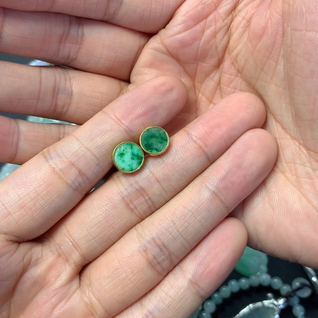 翡翠耳饰银S925镶嵌吉****宝小耳钉