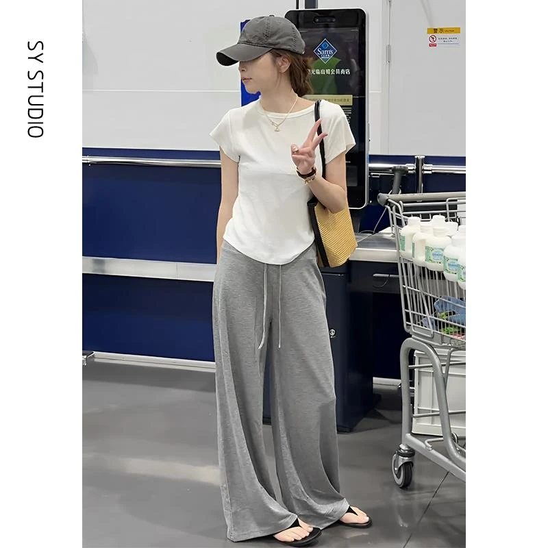 VOCKOO官方气质一整套ootd穿搭韩版时尚百搭显瘦t恤女慵懒风系带