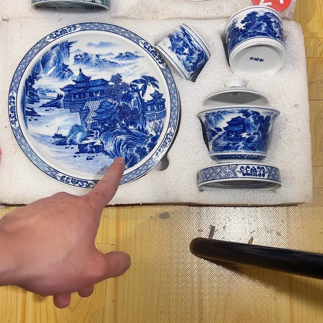 7***古器堂山水楼阁五件套