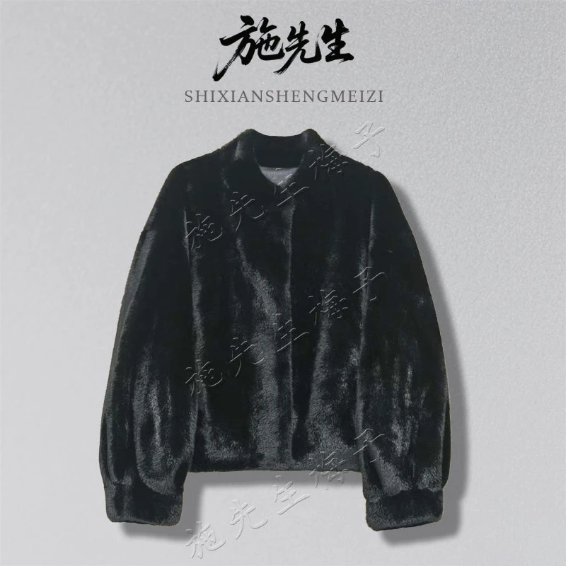 S冬季新款时尚女装气质显瘦百搭水貂毛配饰外套洋气妈妈装7657-1