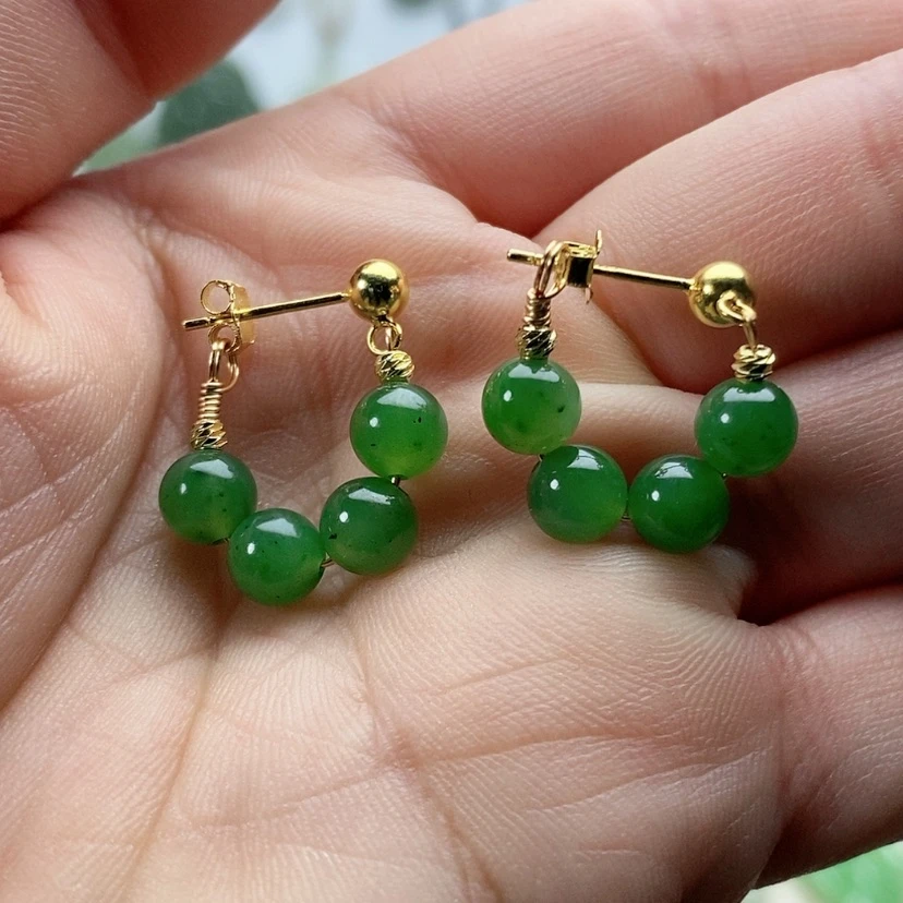 【闪购商品】银S925镶嵌和田玉耳饰