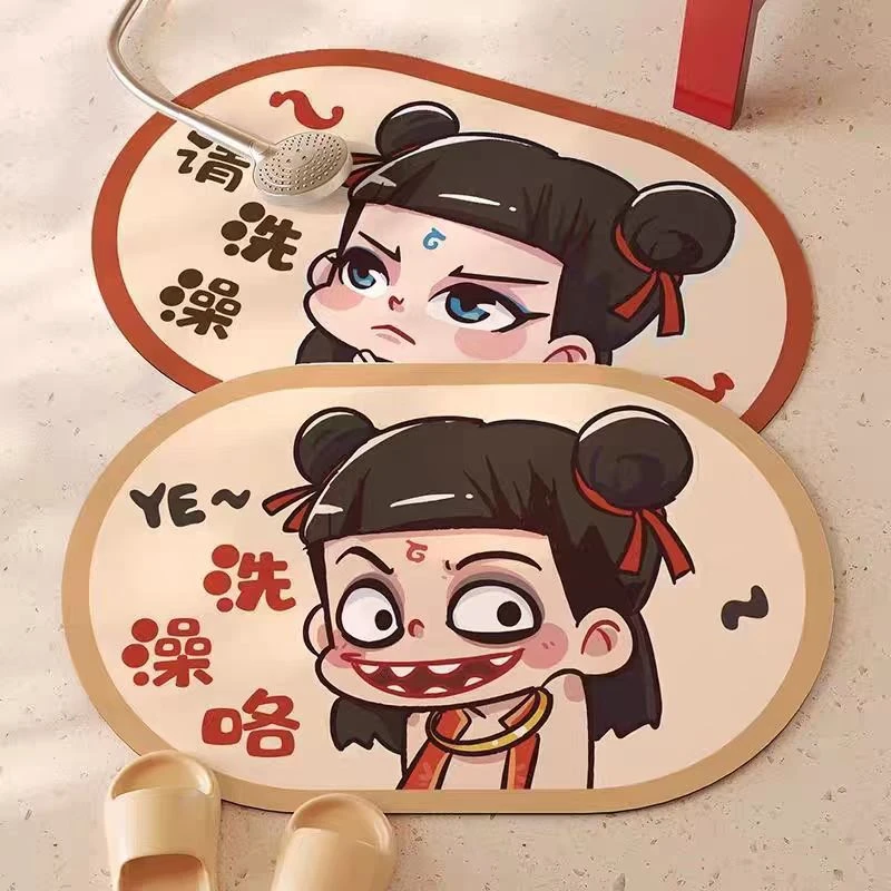Q版哪吒促销款浴室地垫吸水防滑耐脏脚垫动漫卫生间软垫家用垫子