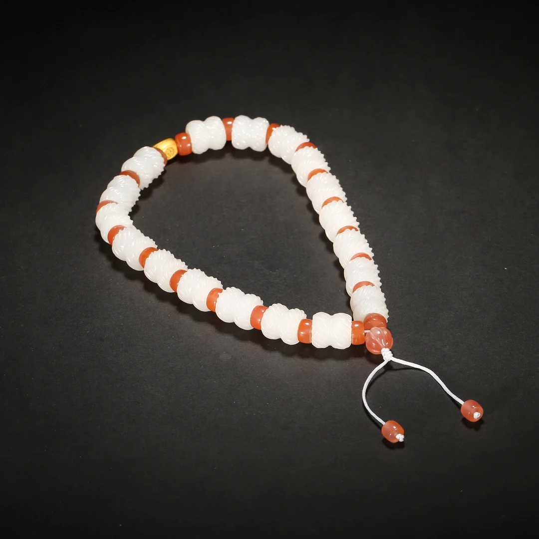 清代*双绞丝纹白玉手持/15ALJ1892/和田玉【北京文博】