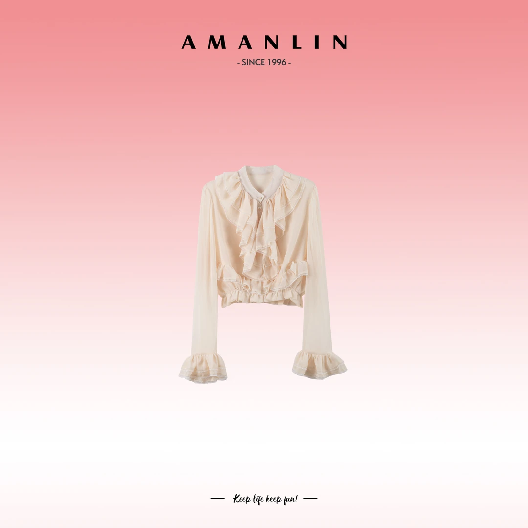 AMANLIN/阿谩琳春季穿搭欧若风百搭少女气质显瘦小众上衣F595919