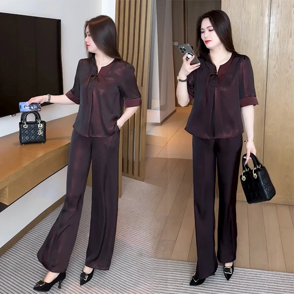 夏季新款休闲时尚穿搭气质洋气宽松减龄显瘦短袖套装