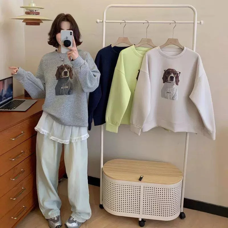 【春款～】韩国眼镜狗大版圆领卫衣～