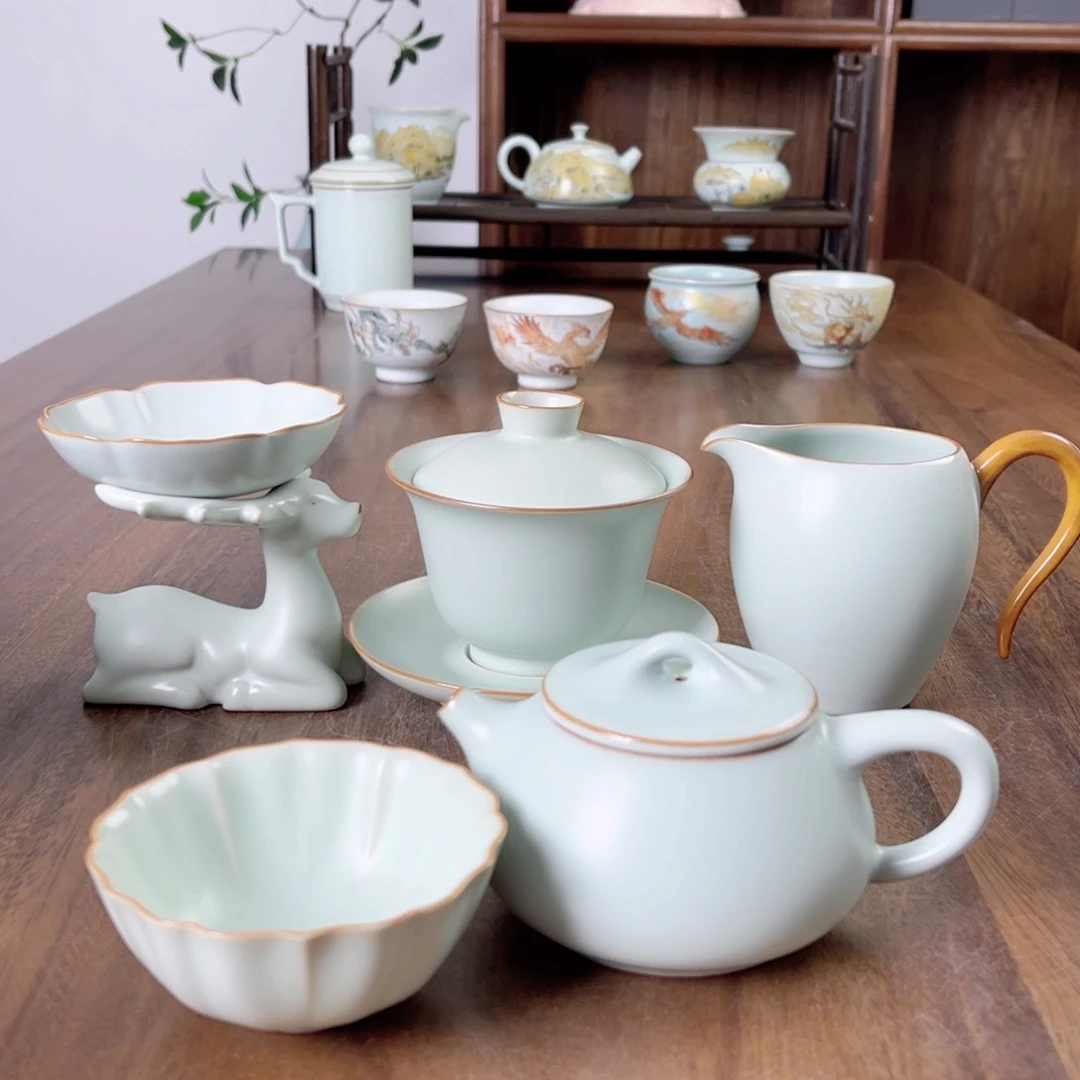 木*仙南汝窑清版手绘四件套