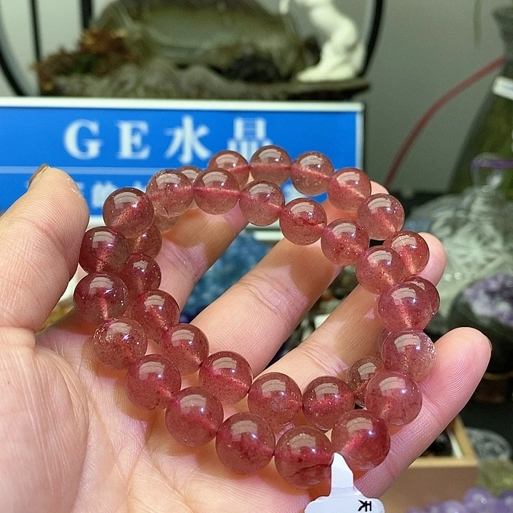 水晶手链未镶嵌鸽血红11+