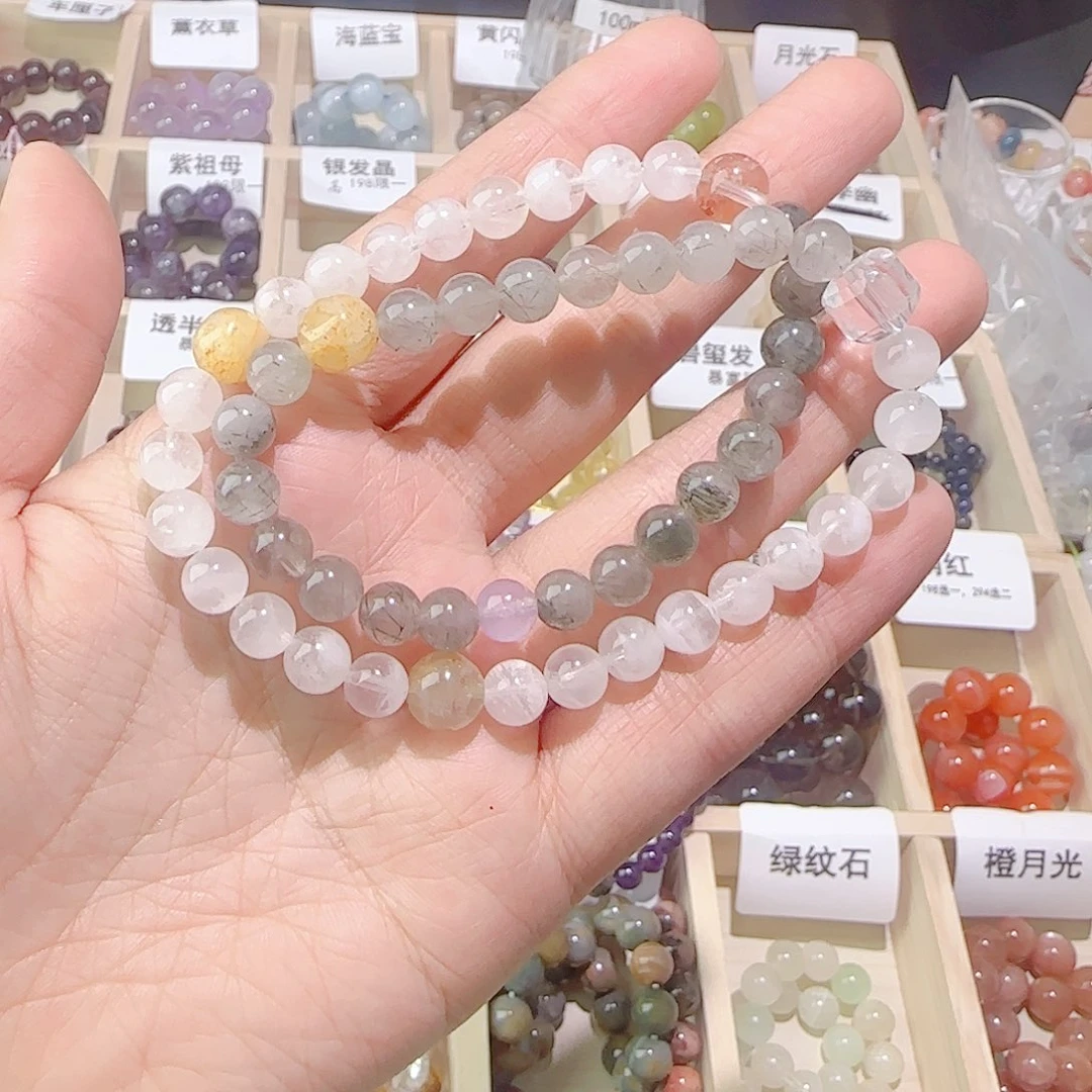 手链银S925镶嵌烟晶