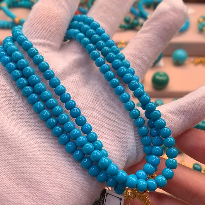 桃***爹绿松石18K金镶嵌湖北天然原矿绿松石