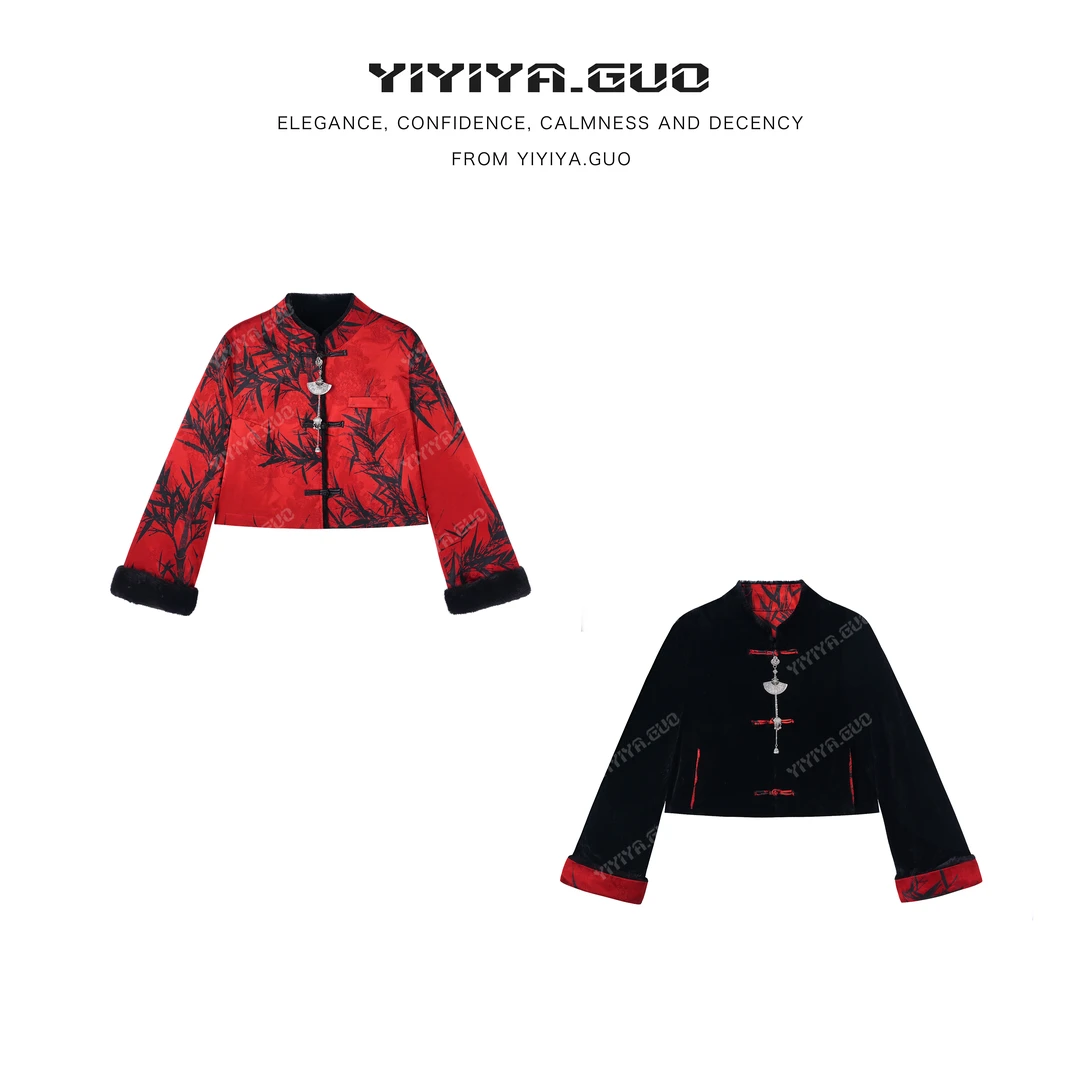 yiyiya.Guo艺艺吖/【高奢线·红竹报喜】双面穿挂坠短外套080214SS52