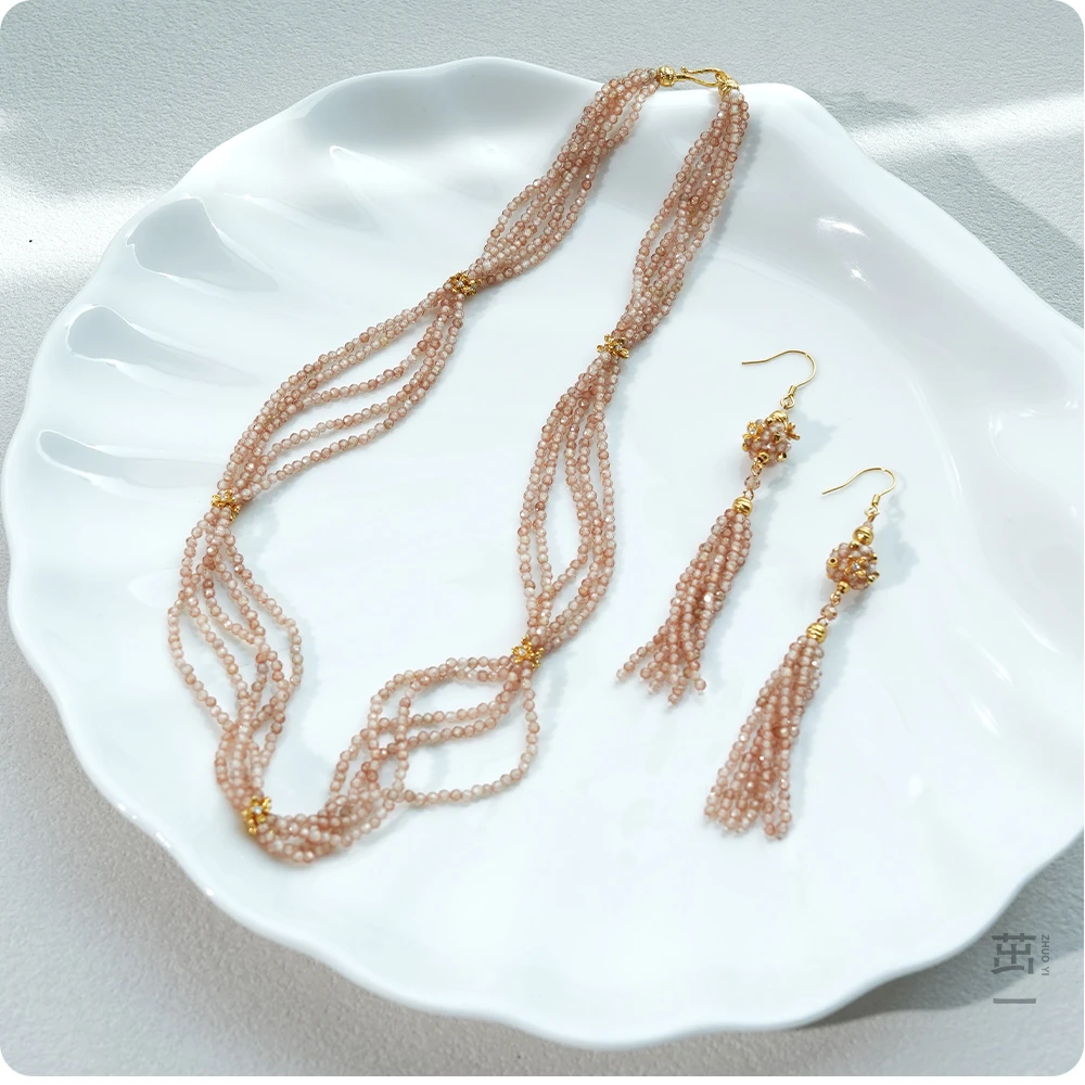 非金属合成锆石项链 茁一国风原创设计——《秋香》合成锆石项链