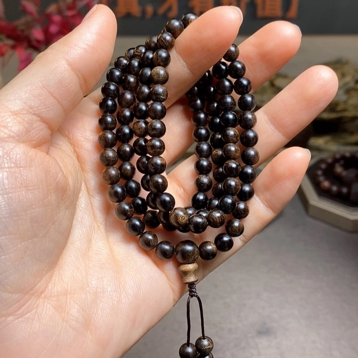 沉香手串越南芽庄白棋瘤疤0.6×108