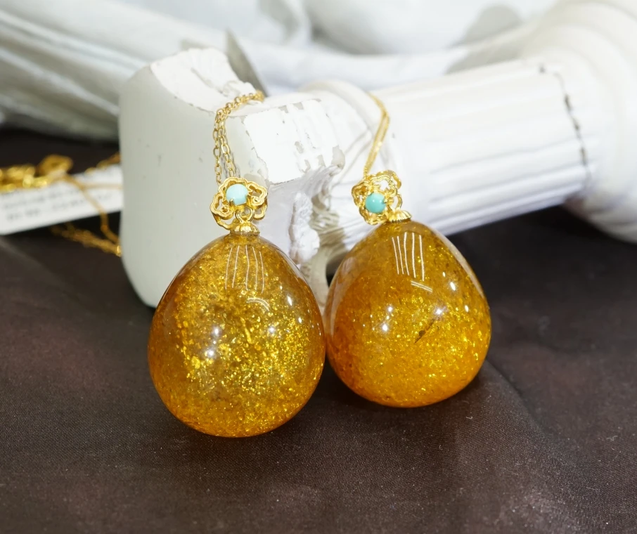 s925琥珀金沙蜜吊坠(多样性发其一) CA011411