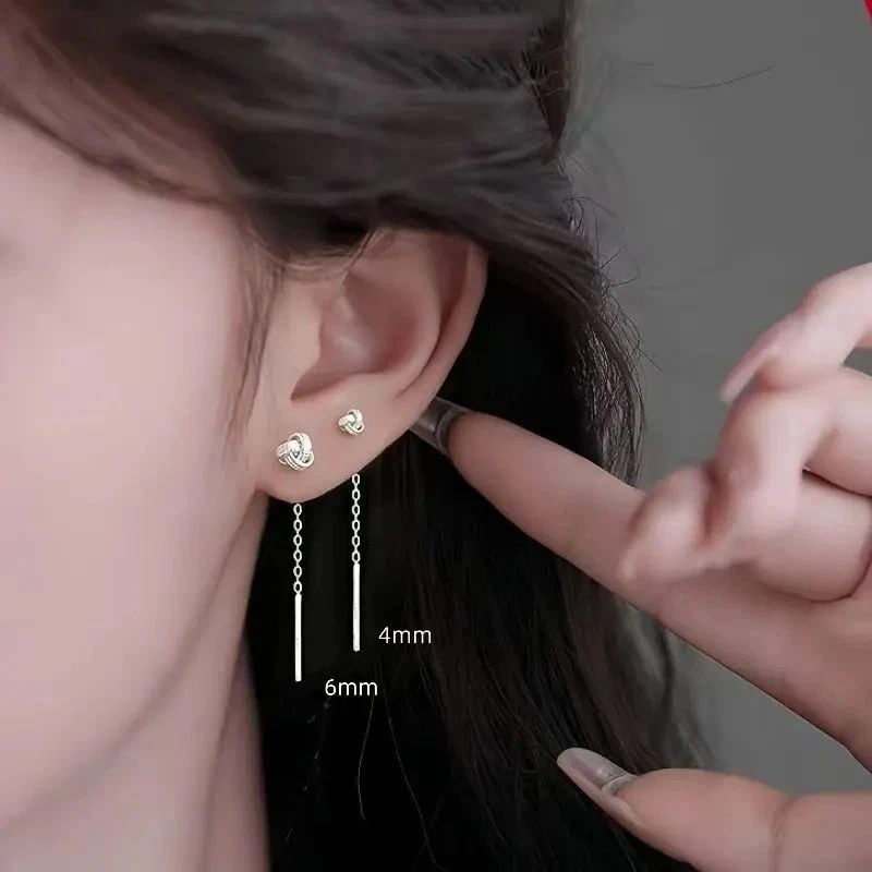 铜合金耳饰 如意结流苏耳线轻奢气质高级感网红长款耳环免摘耳饰商品图