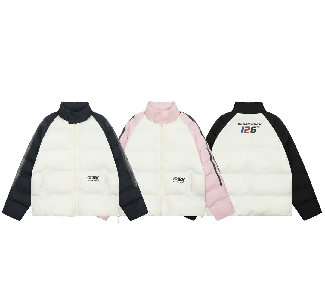 重磅拼接袖 立体条纹织带 加厚款棉服70051
