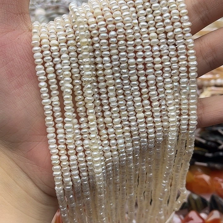 玛瑙/玉髓未镶嵌珠宝半成品一条4mm左右不规则算盘珍珠