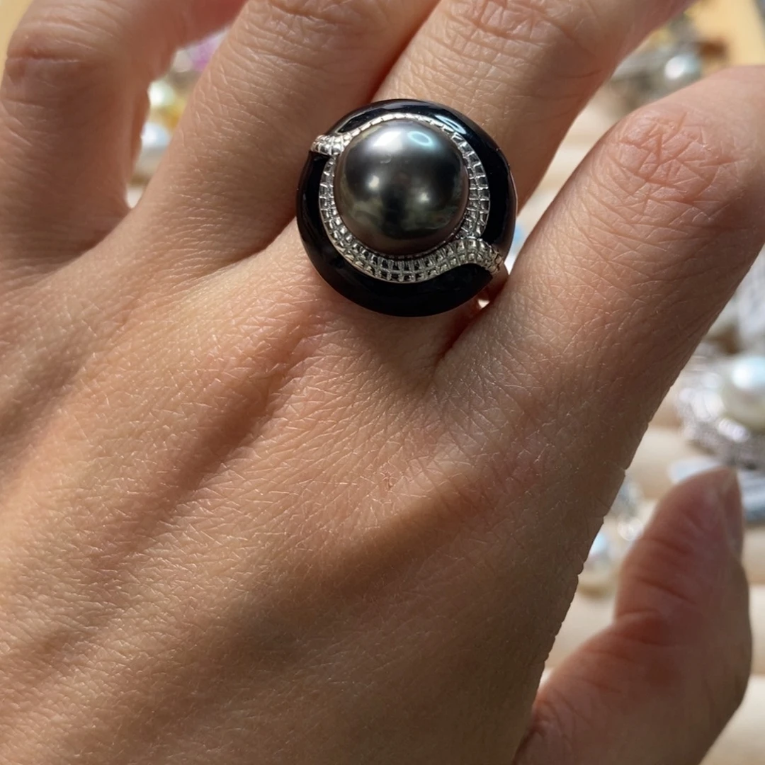 海水珍珠戒圈银S925镶嵌