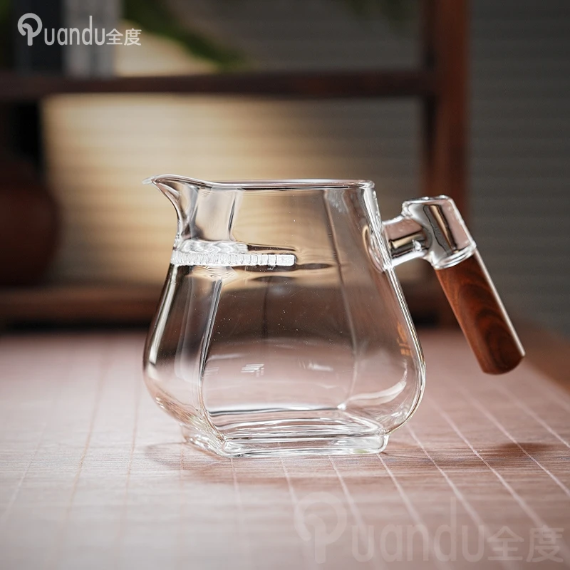 公道杯玻璃公杯月牙带茶漏茶杯一体玻璃茶壶泡绿茶器功夫分茶杯