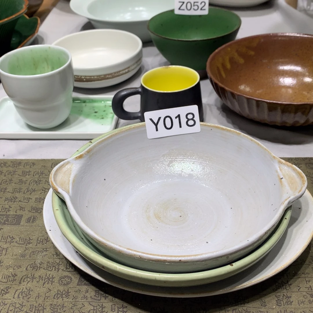 陶景德镇粗陶复古盘碗微瑕3件