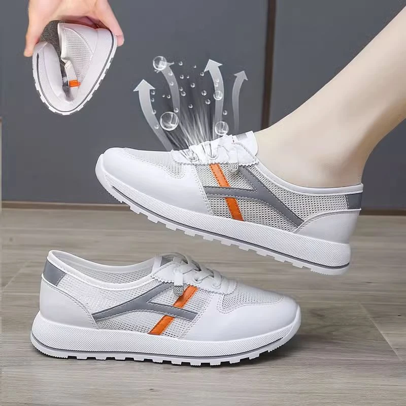 小白一透气款孕妇休闲鞋脚蹬鞋女鞋薄百鞋女防滑镂空板搭夏季鞋网