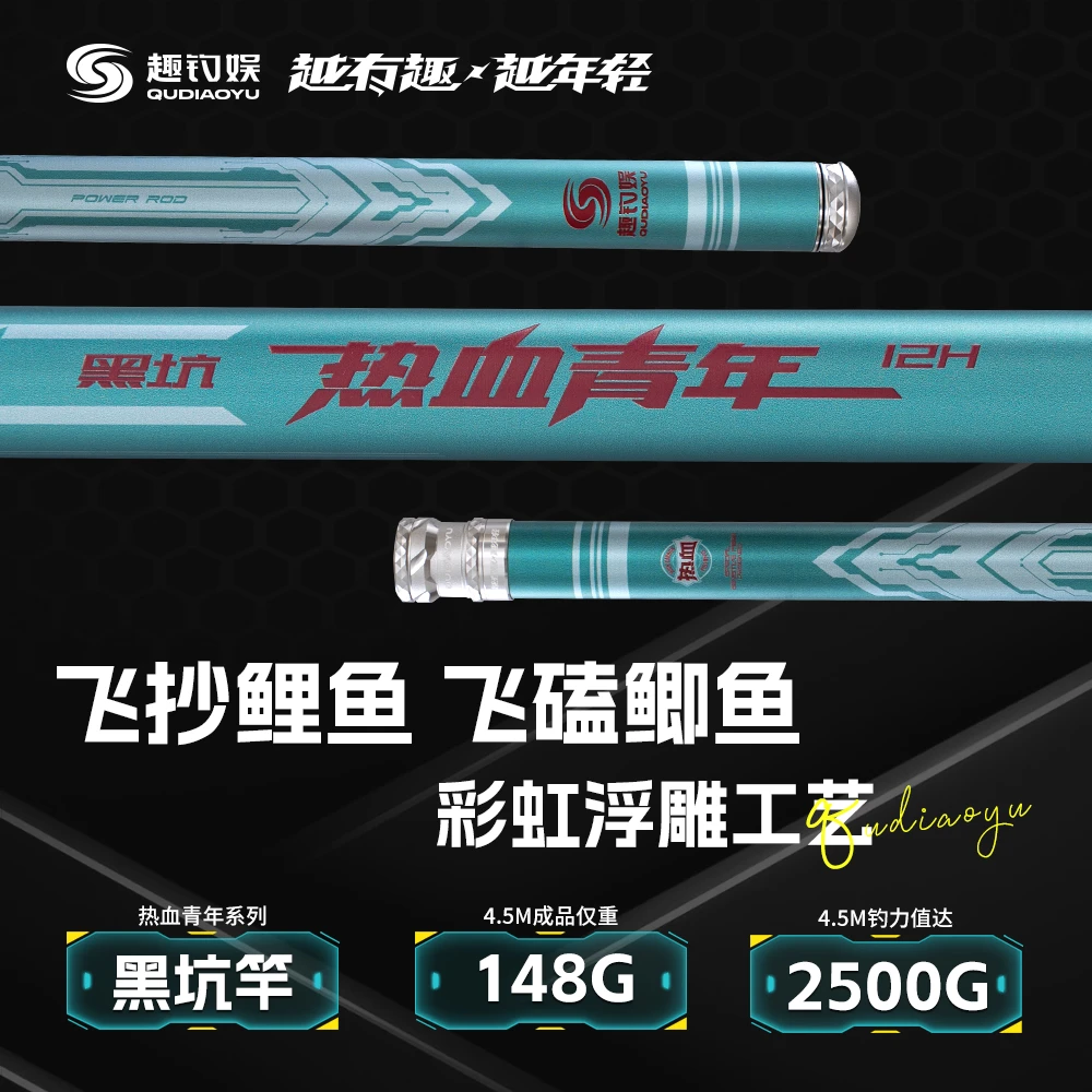 趣钓娱热血青年12H黑坑竿超轻超硬台钓竿综合竿碳素手竿渔具钓竿