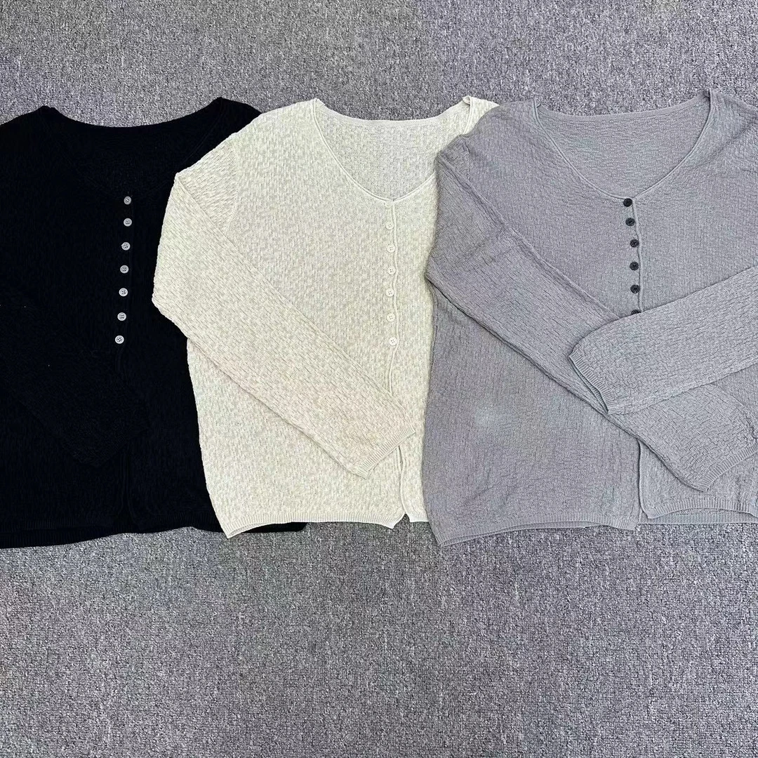 【周周家】6152濮院夏季亚麻V领开衫长袖女士休闲时尚街头风