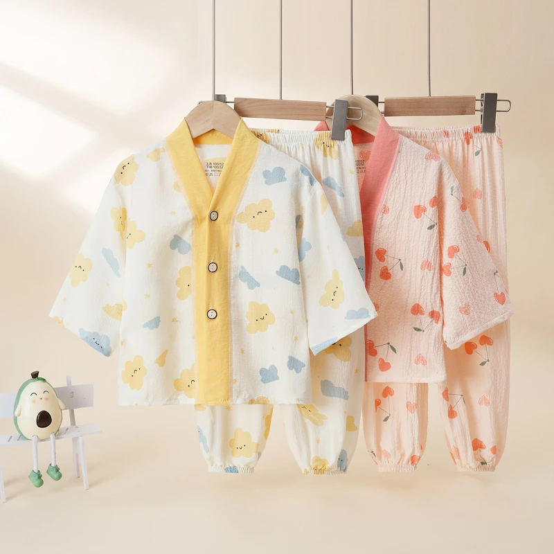 儿童夏季家居服套装男女童居家空调服小孩宝宝睡衣上衣裤子两件套