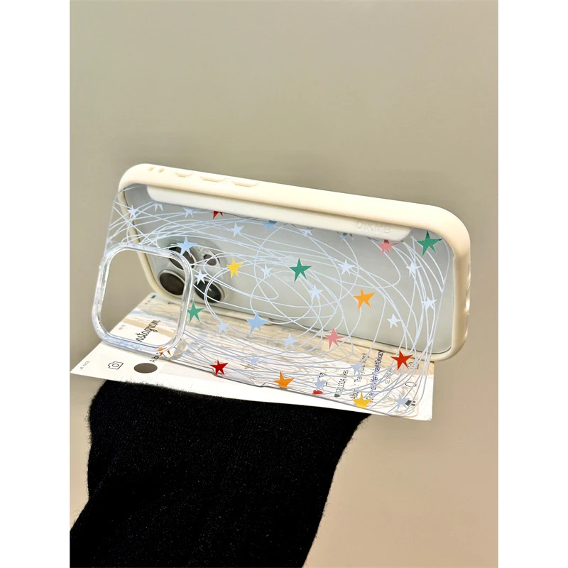 适用苹果iphone16promax创意星星15pro支架14简约13透明ins手机壳