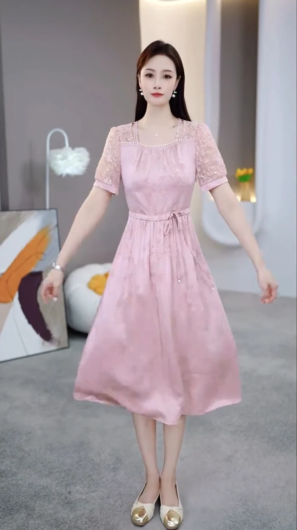 [依铭服饰] KK820 # 新款 2025 夏季 减龄 收腰 显瘦  连衣裙