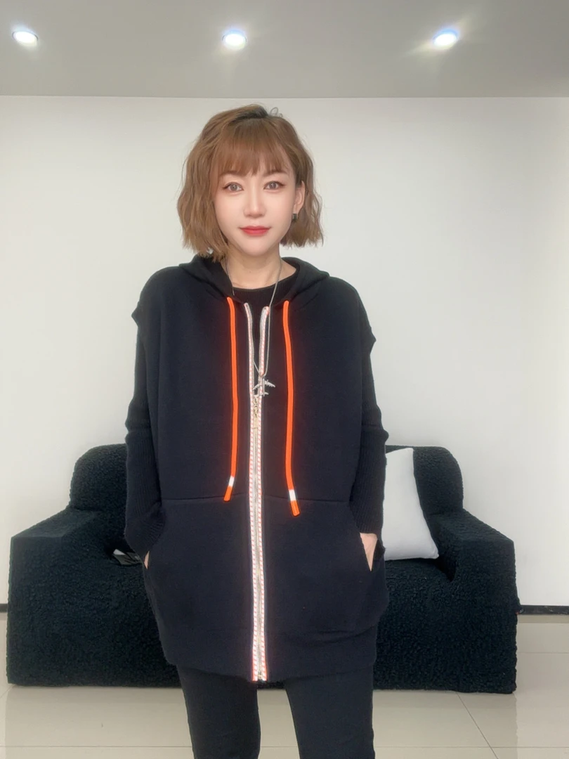 [MJ212]连帽拉链透气免烫提花修身型马甲直下摆春秋常规款
