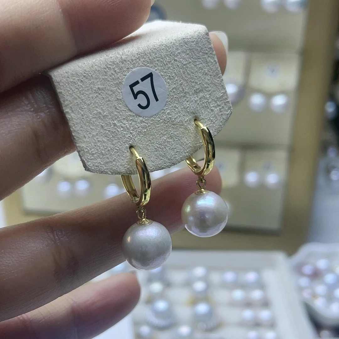 淡水珍珠耳饰银S925镶嵌