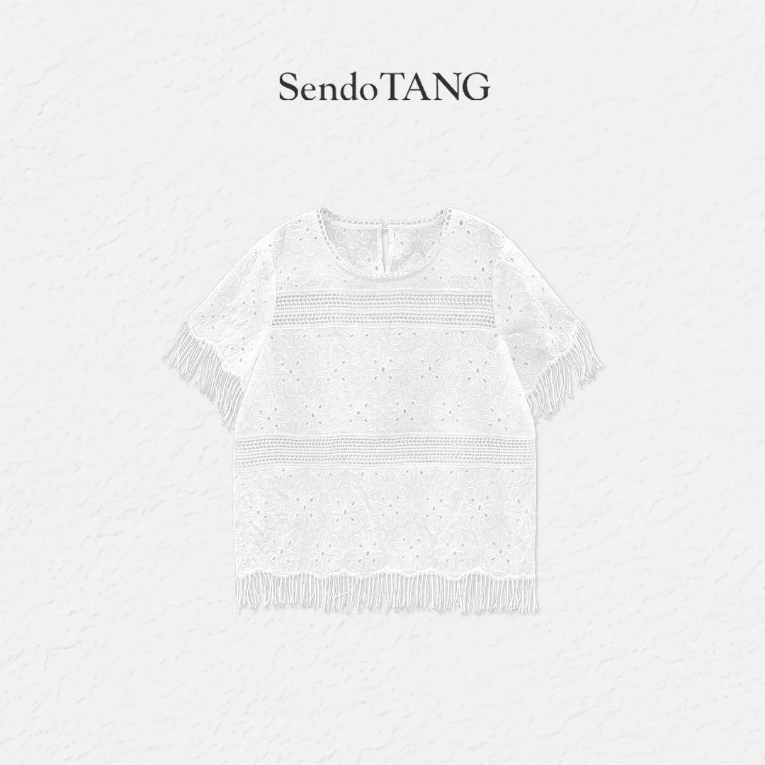 现货镂空流苏【微凉氧气】胖多女装新款时尚高级感宽松百搭上衣