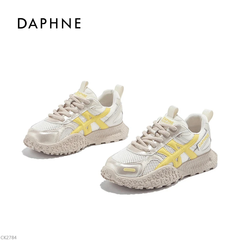 达芙妮透气德训鞋女2025夏季新款防滑厚底网面鞋百搭系带阿甘鞋