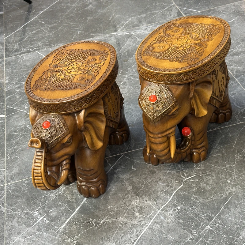 凳摆件做旧家用酒吧中式餐桌别墅美式手工圆凳户外T6