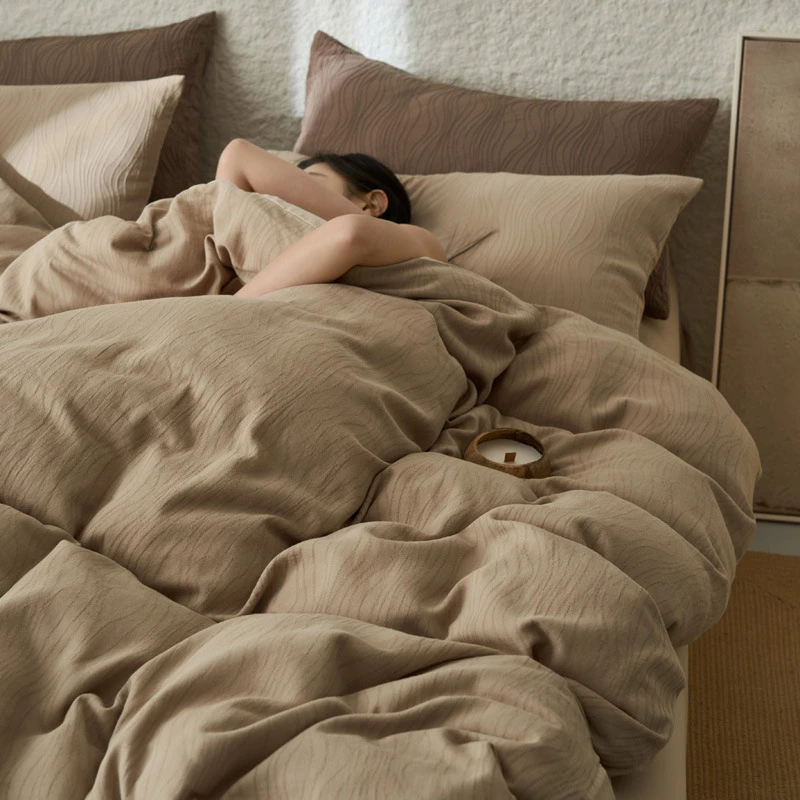 A类纯棉三层纱四件套水洗棉提花春夏款2025新款床单床笠被套用品