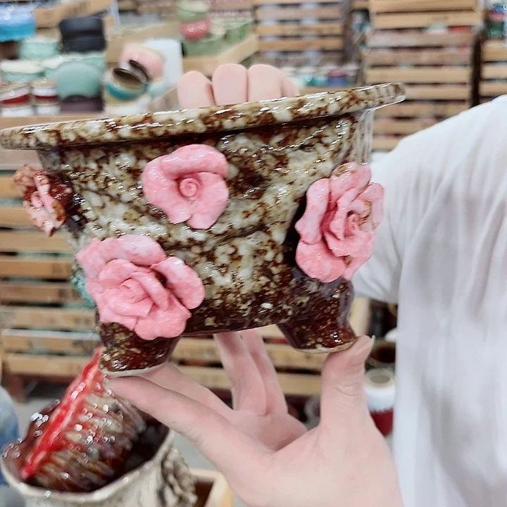 有孔.凑单10元陶瓷花盆发货！