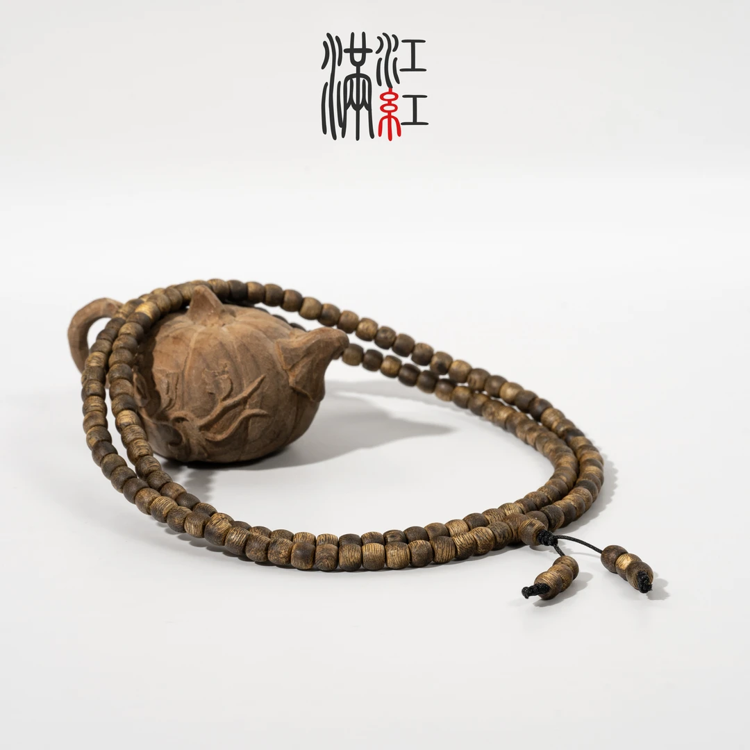满江红 沉香手串一代苗老料直切卡6鼓珠长串99沉/莺歌绿棋楠MC179