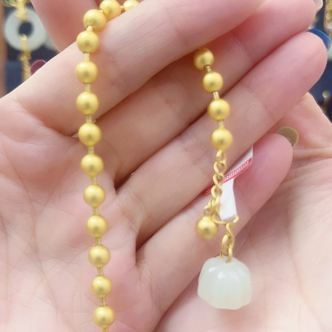 和田玉银S925镀金镶嵌手链