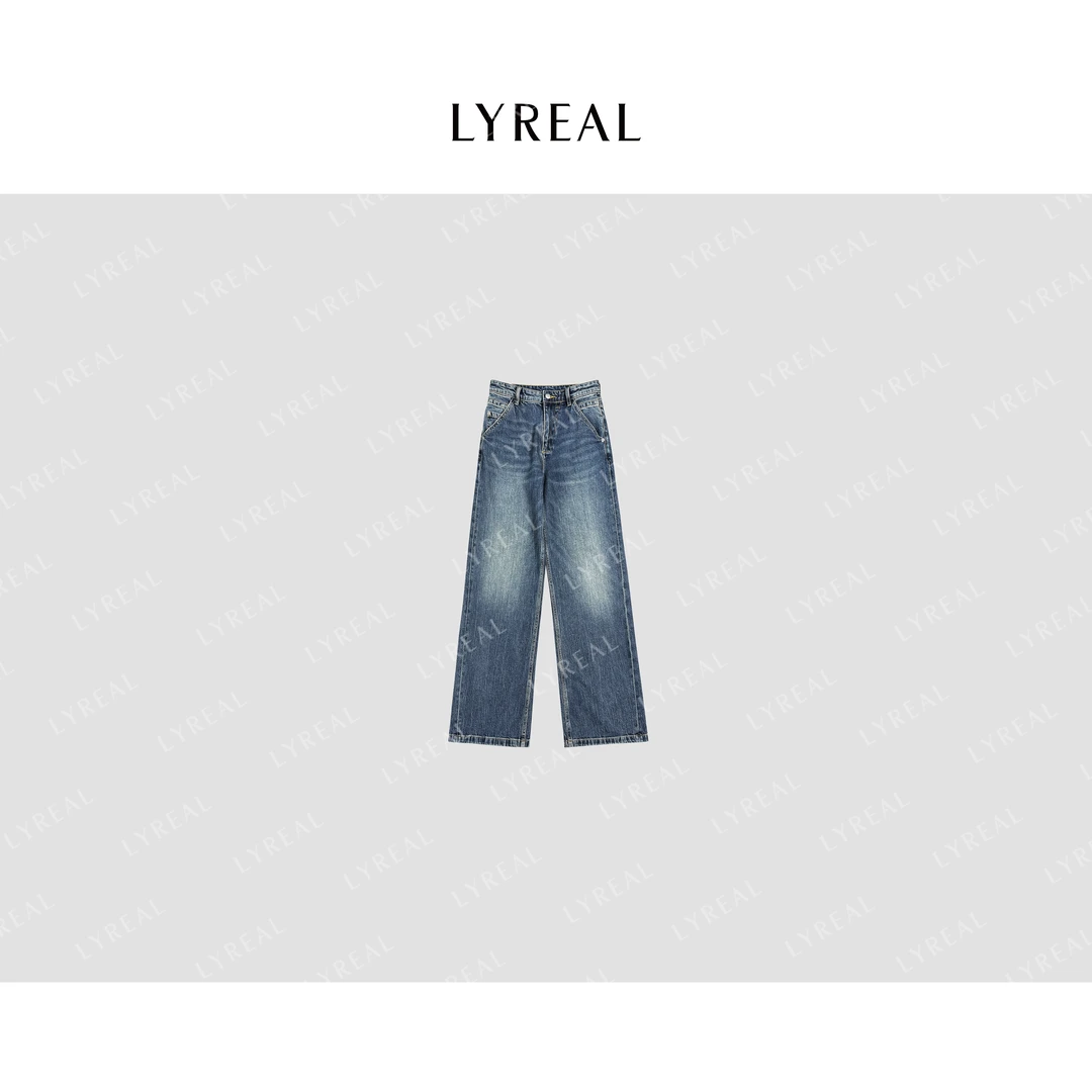 LYREAL “浪浪裤” 100棉复古毛须磨白环保水洗牛仔裤 01PS003