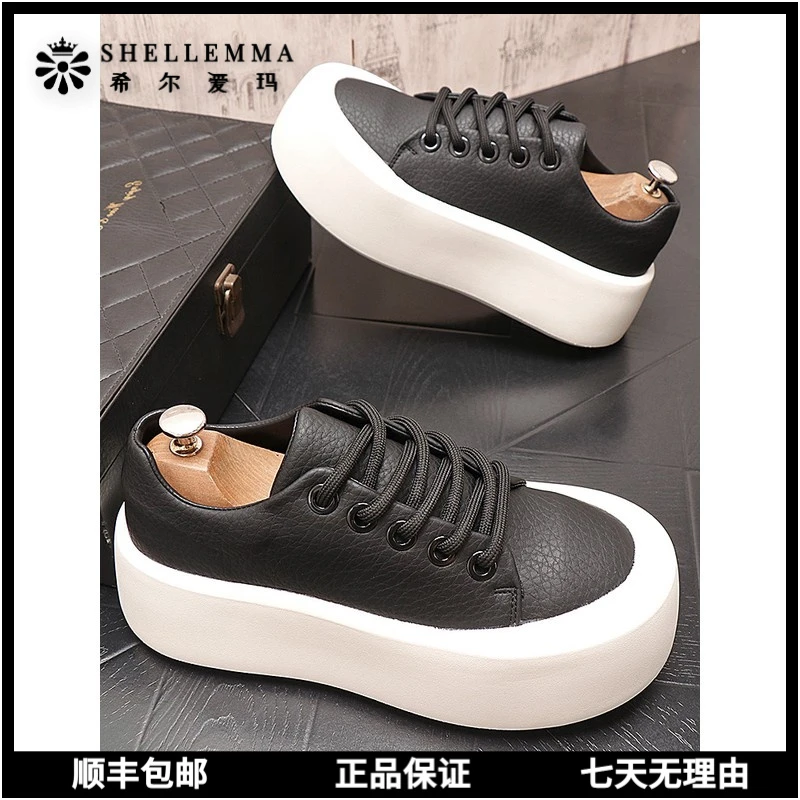 希尔爱玛松糕鞋男春夏新款厚底小白鞋韩版简约休闲板鞋男透气士面