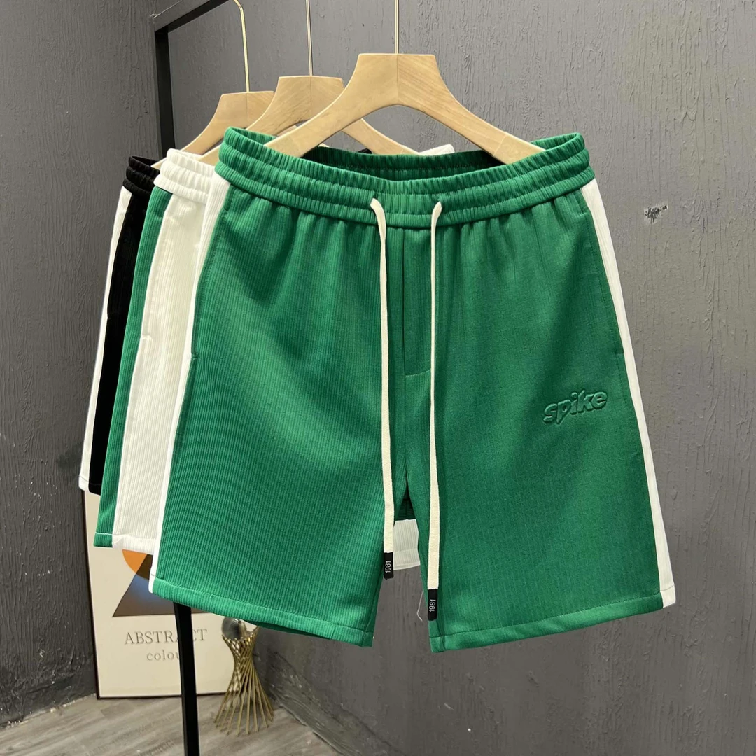 夏季潮牌男士短裤时尚拼接五分裤新款直筒休闲中裤系绳百搭大裤衩